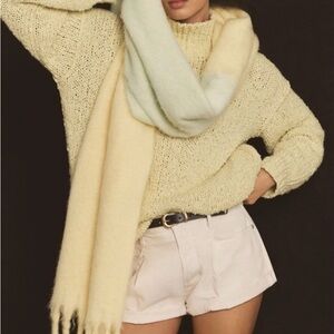 Anthropologie | Oversized 120” Scarf Blanket | Yellow 💛 mint 💚Fringe Wrap